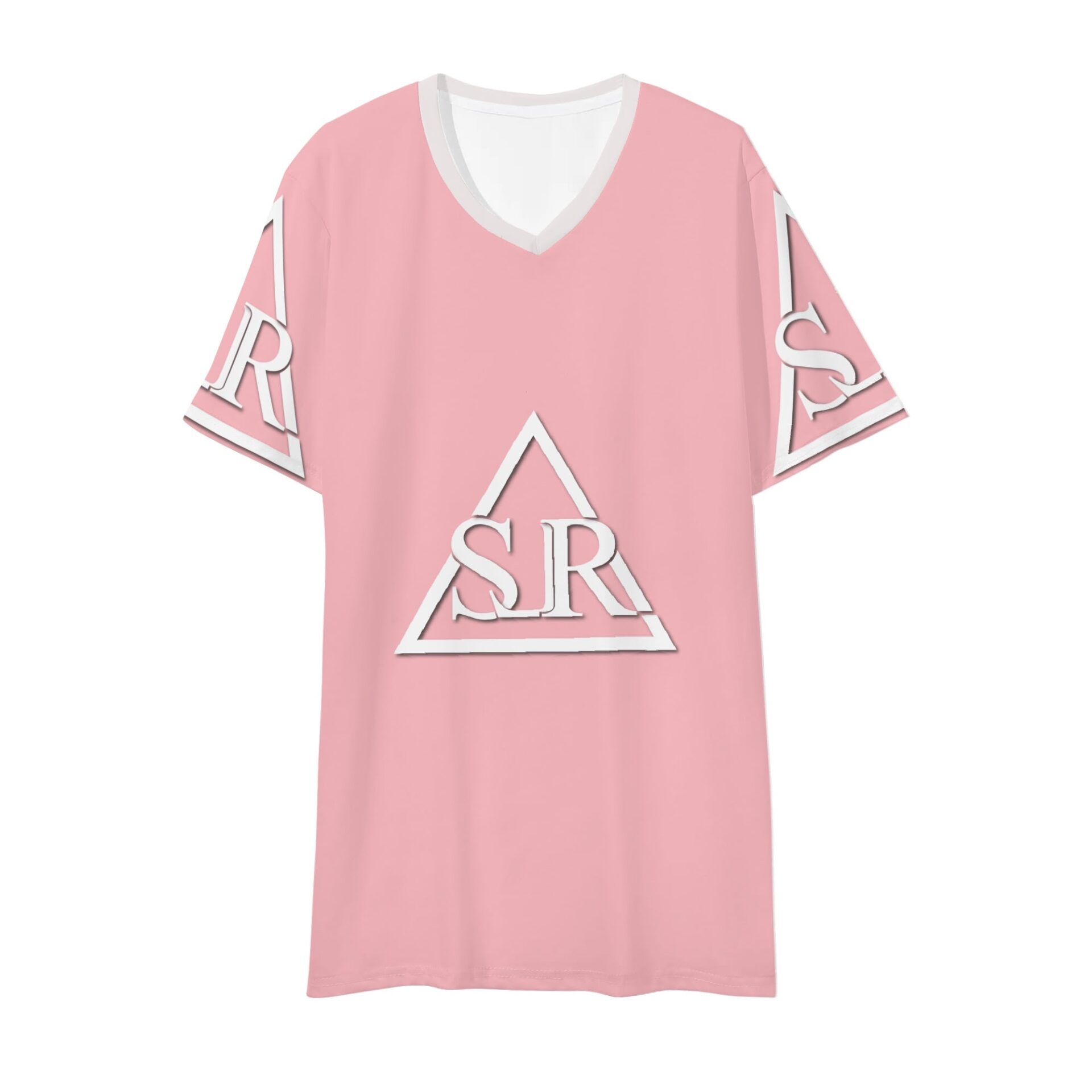 SLR Men’s PINK/WHITE Short Sleeve V Neck T-shirt