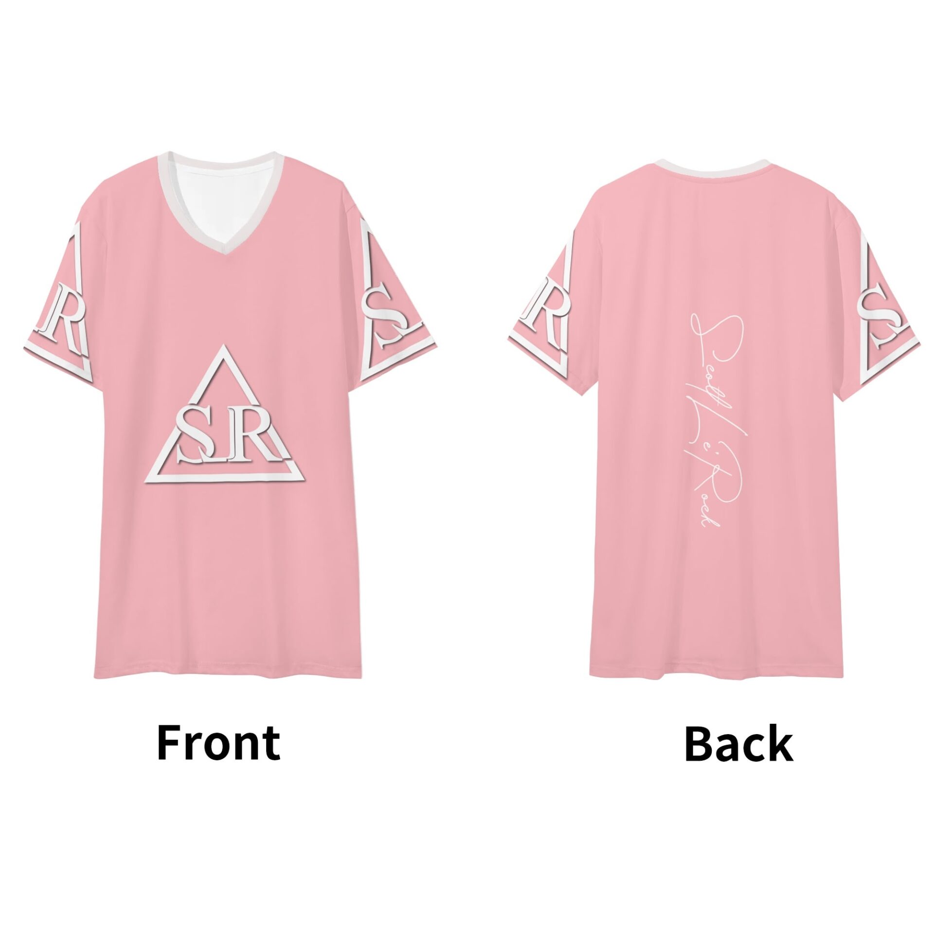 SLR Men’s PINK/WHITE Short Sleeve V Neck T-shirt - Image 3
