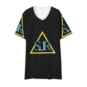 SLR Men’s BLACK/GOLD/GREEN Short Sleeve V Neck T-shirt