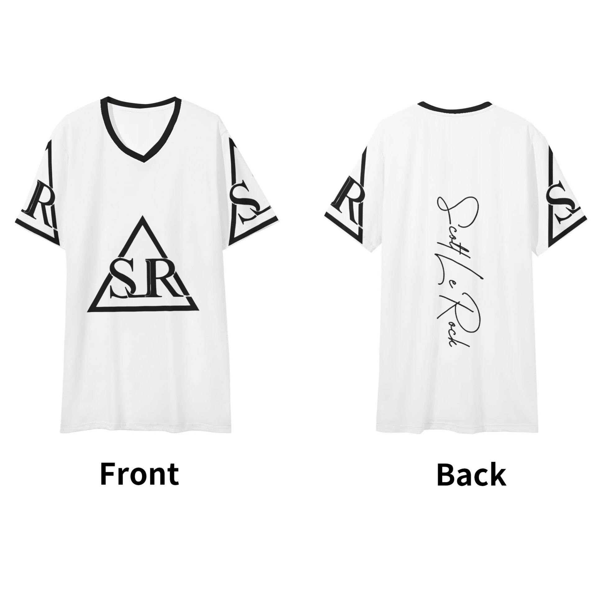 SLR Men’s WHITE/BLACK Short Sleeve V Neck T-shirt - Image 3