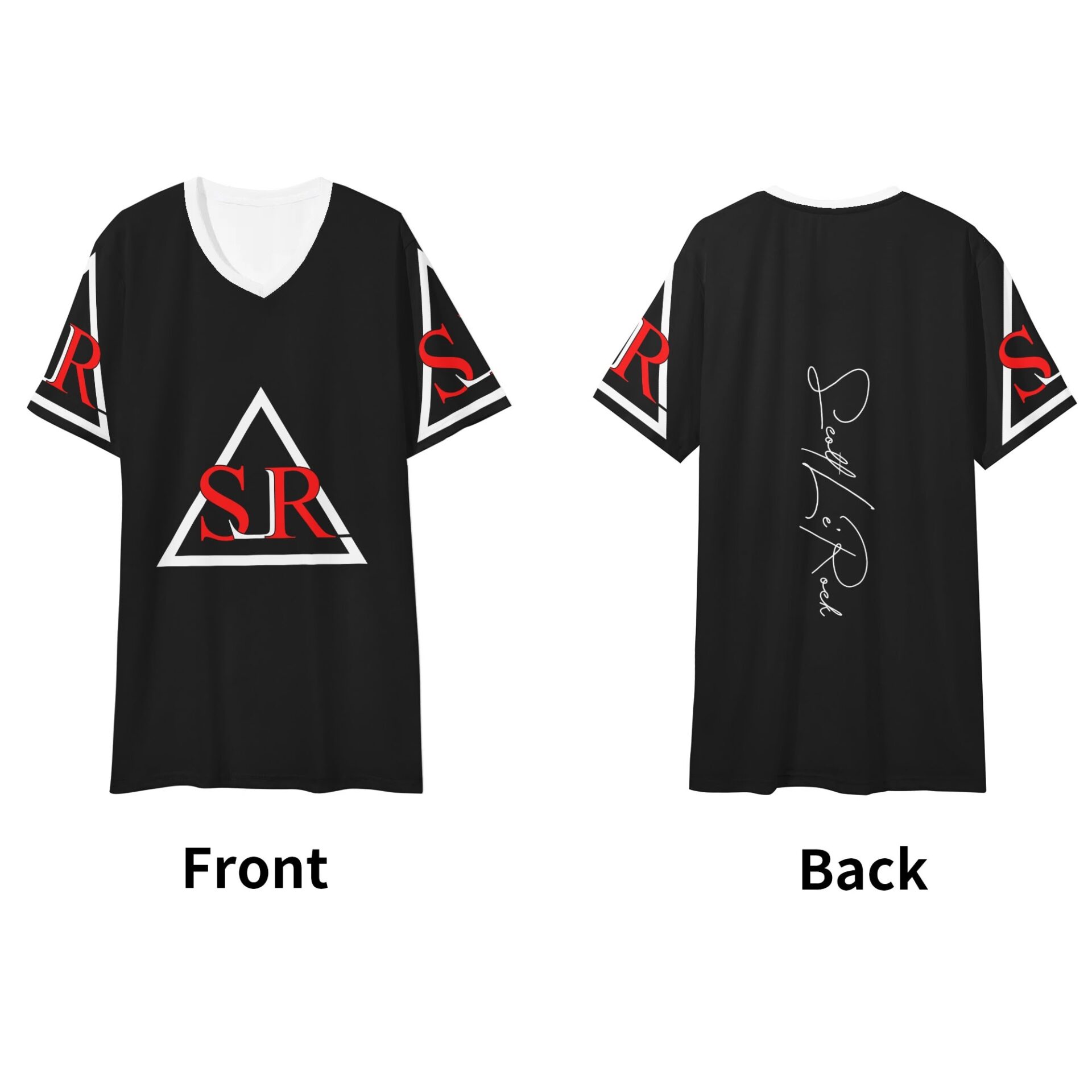 SLR Men’s BLACK/RED/WHITE V Neck T-shirt - Image 3