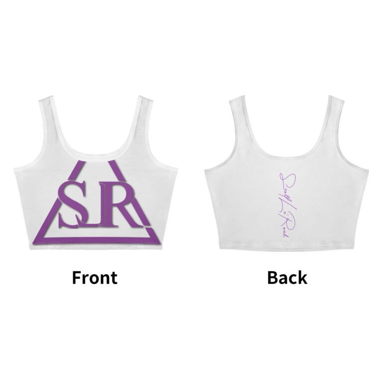 SLR Women’s White/Purple Sleeveless Crop Top - Image 3