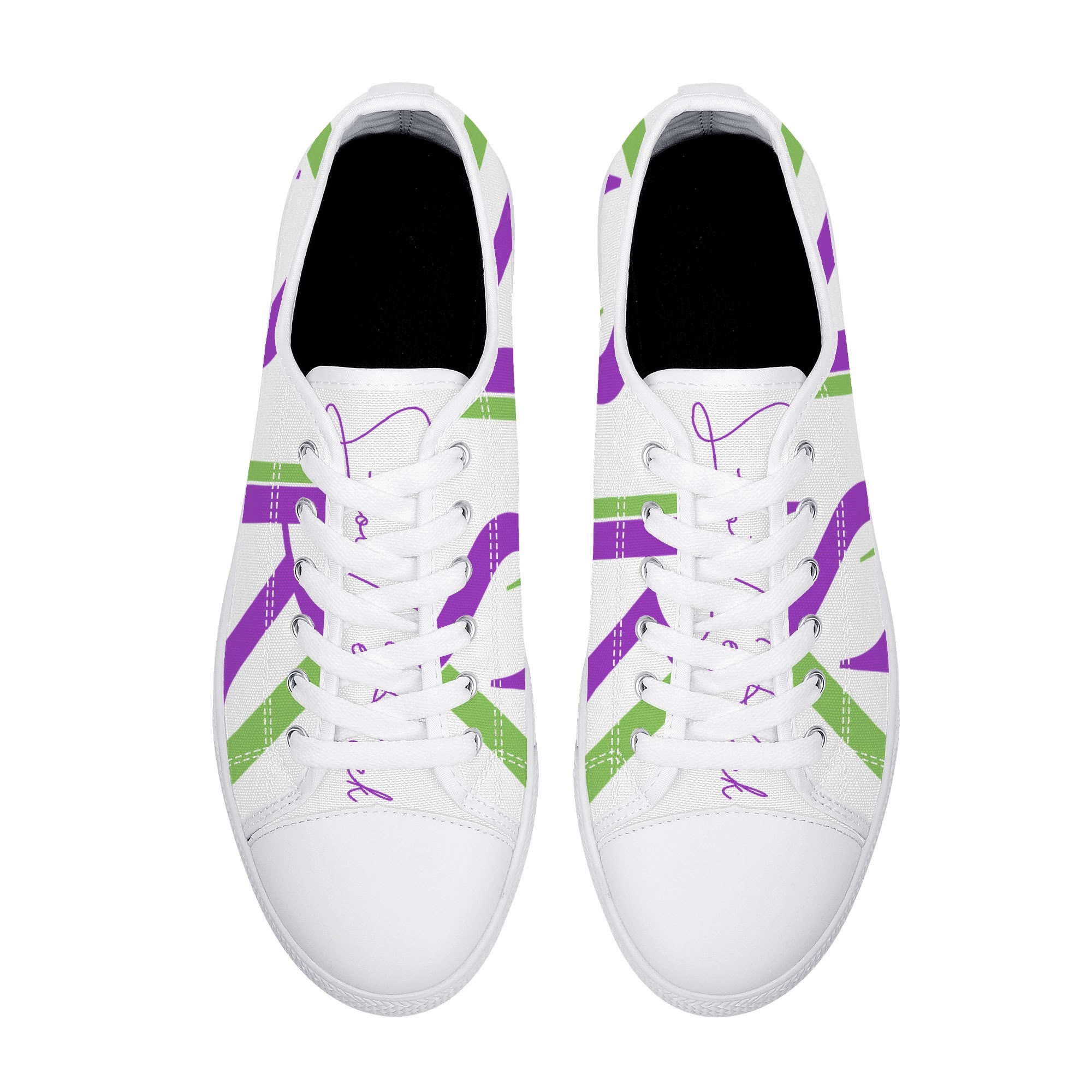SLR Women's PURPLE TRI-COLOR Low Top Canvas Shoes - Image 3