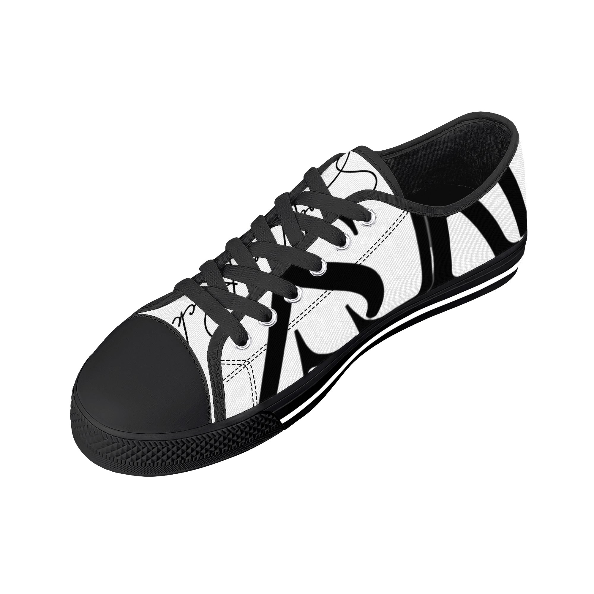 SLR BLACK TRI-ANGLE Low Top Canvas Shoes - Image 5
