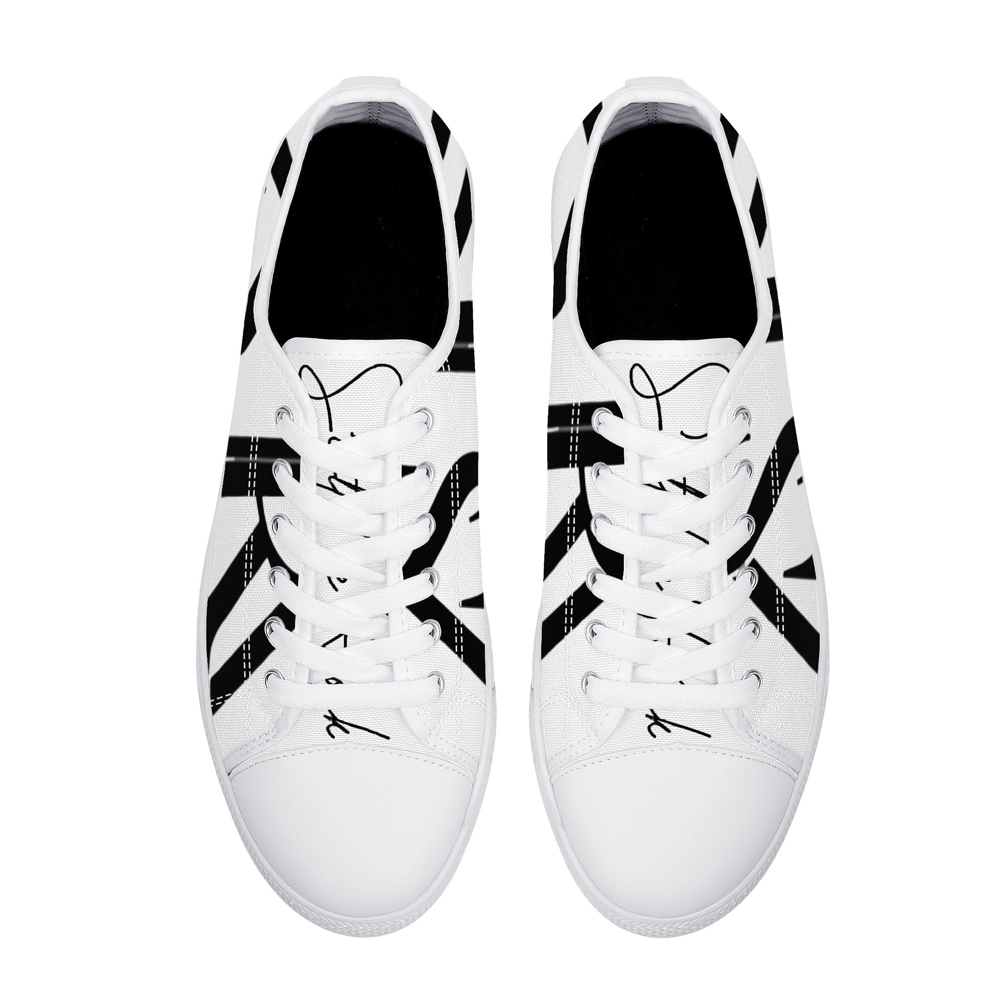 SLR BLACK TRI-ANGLE Low Top Canvas Shoes - Image 8
