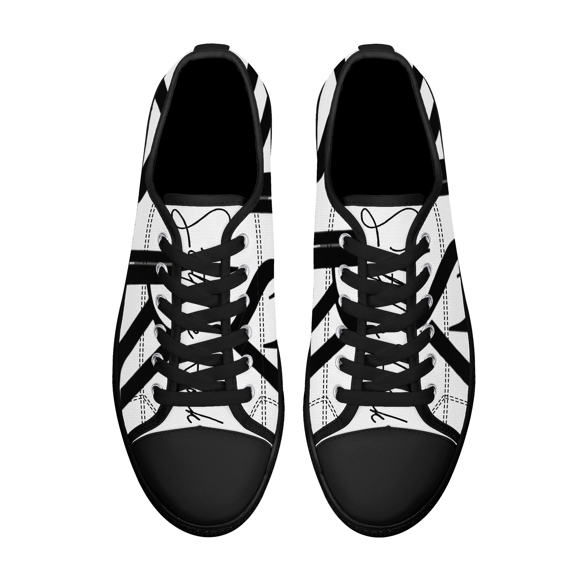SLR BLACK TRI-ANGLE Low Top Canvas Shoes - Image 3