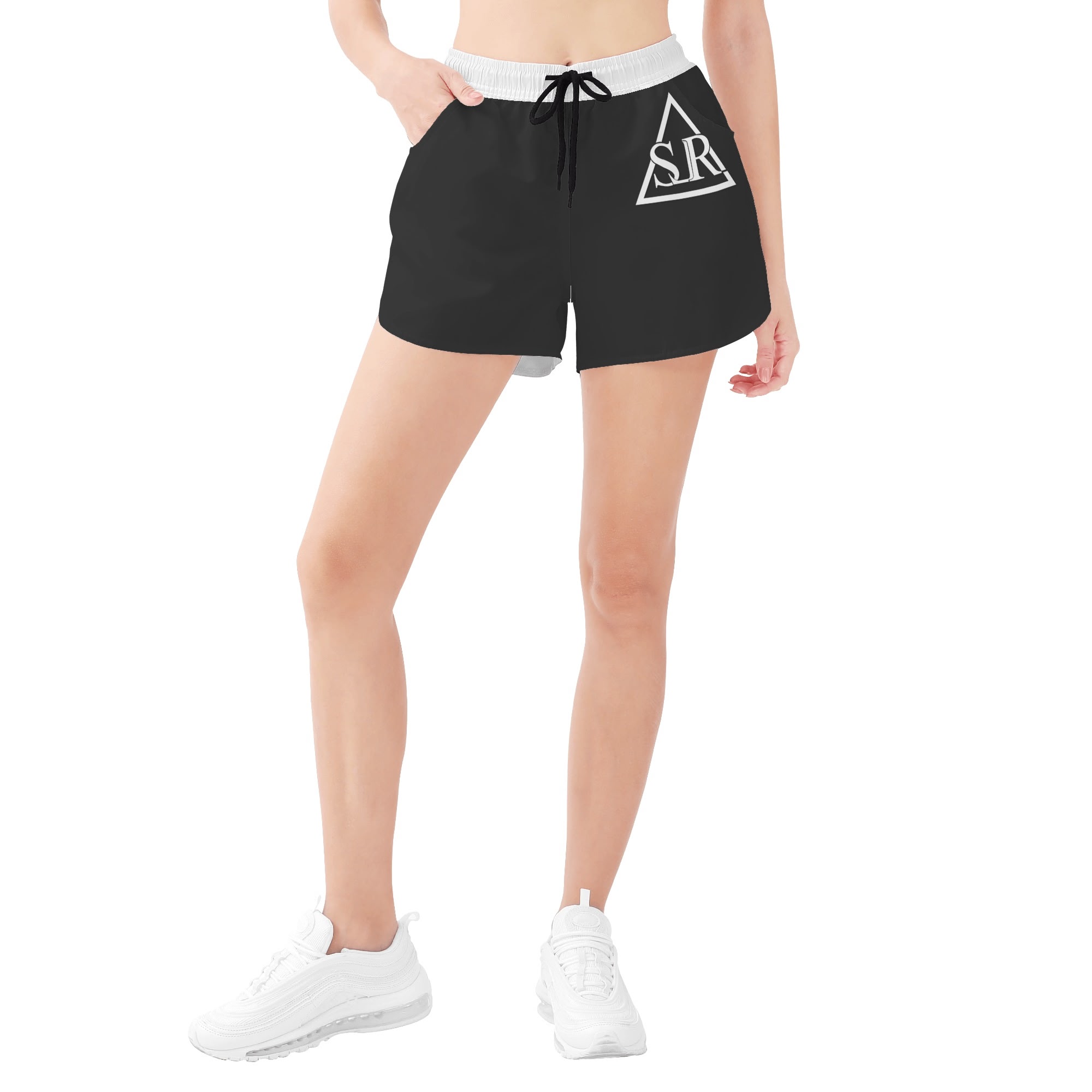 SLR BLACK/WHITE Women's Beach Shorts - Image 3