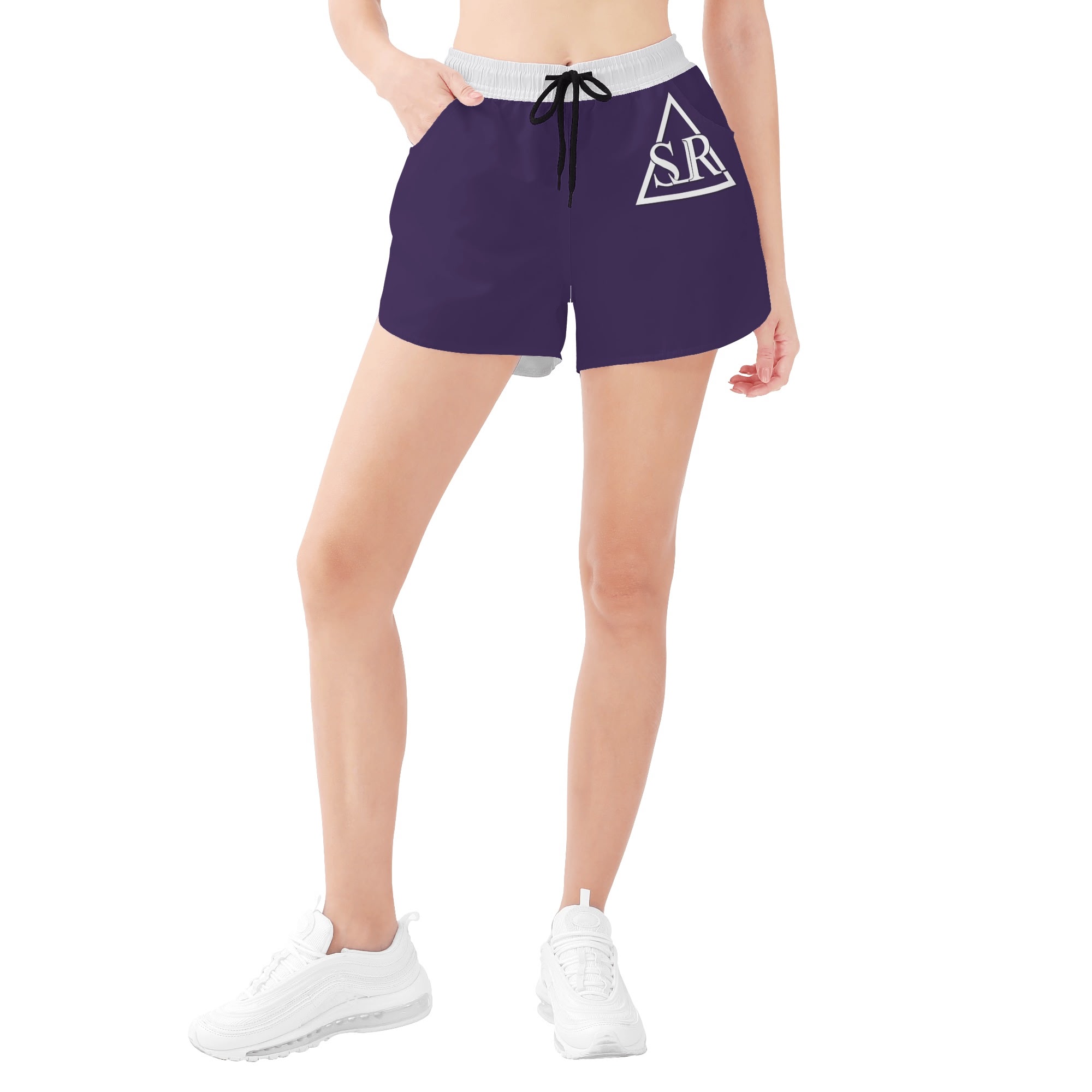 SLR NAVY BLUE/WHITE Women's Beach Shorts - Image 3