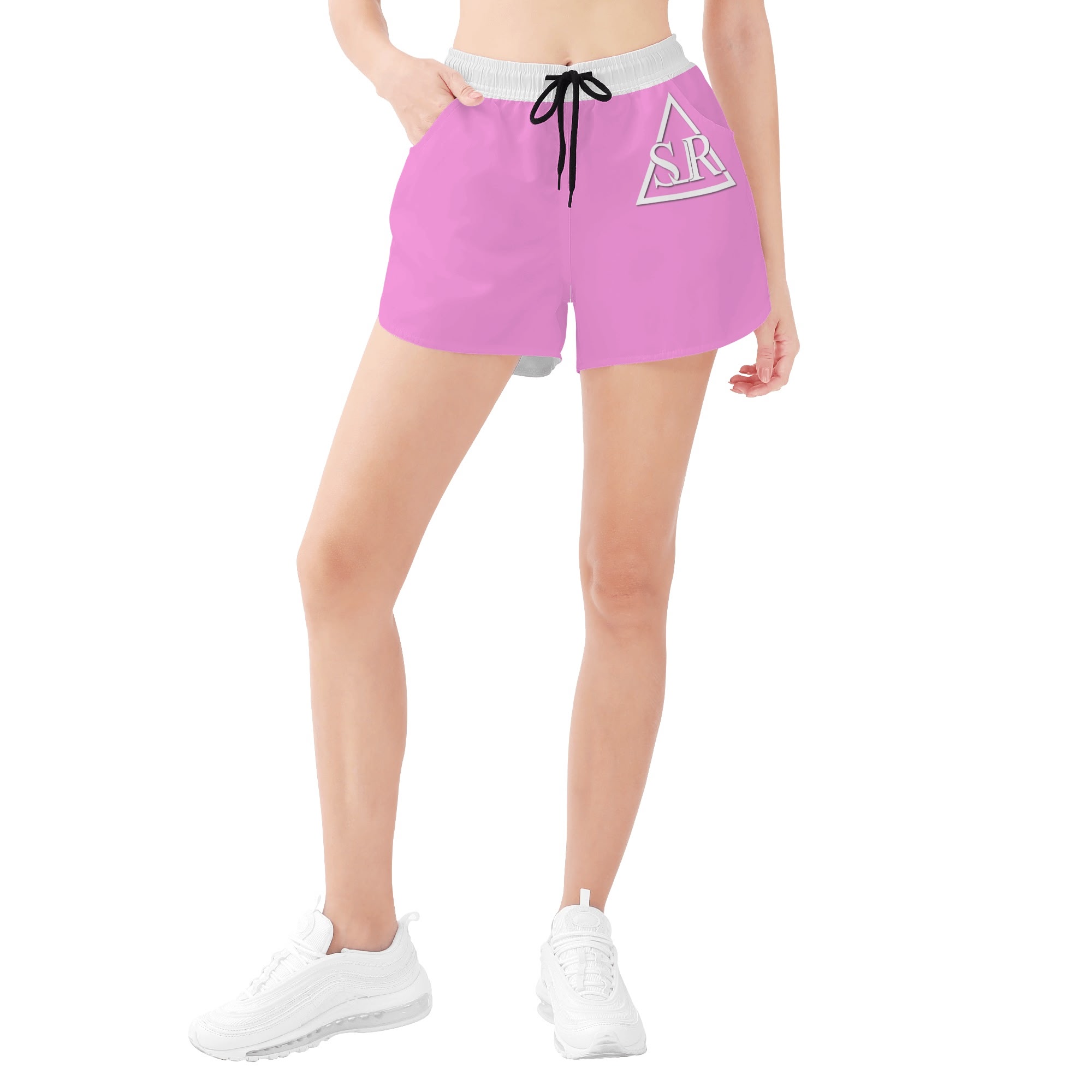 SLR PINK/WHITE Women's Beach Shorts - Image 3