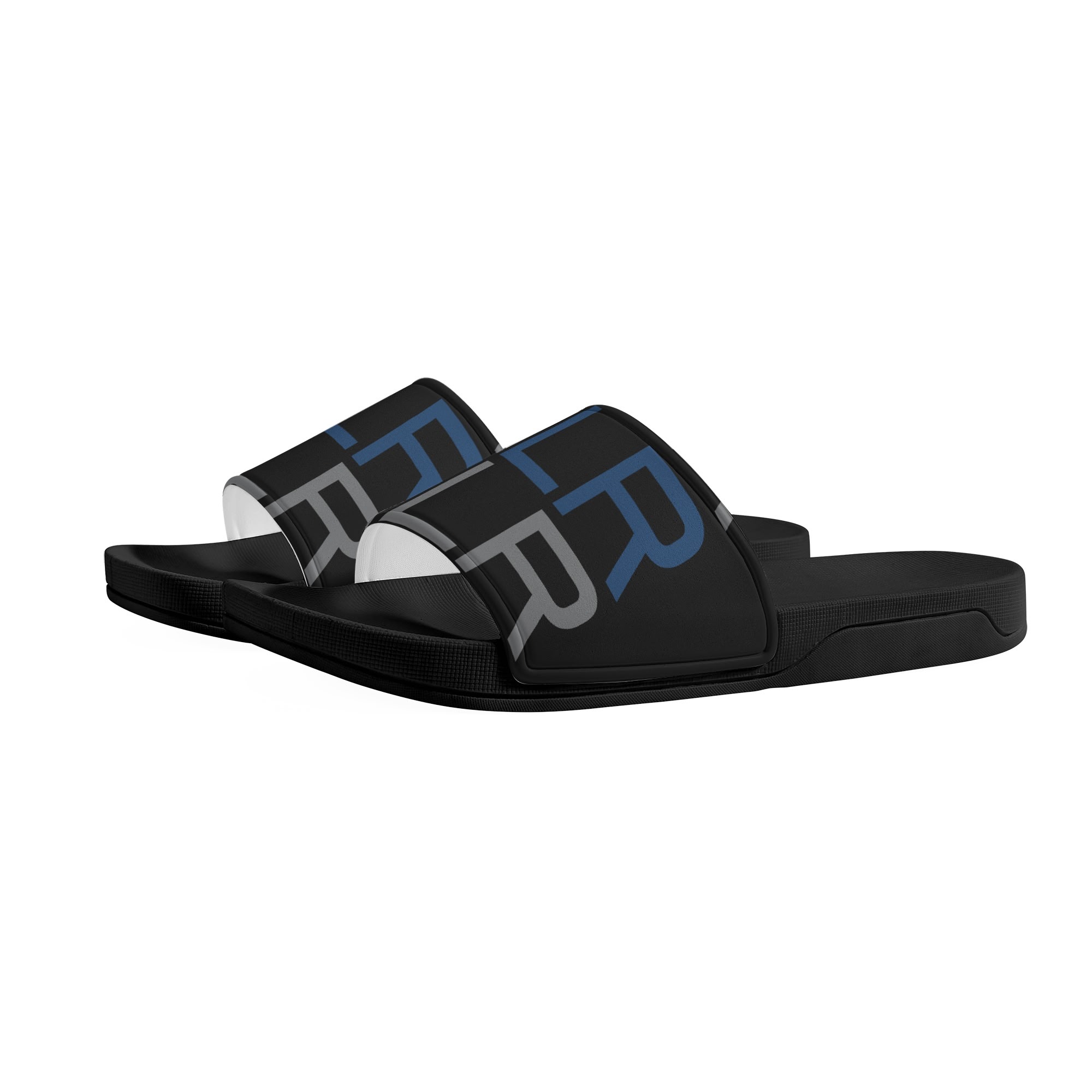 SLR men's BLUE/GREY LOGO SANDALS - Image 2