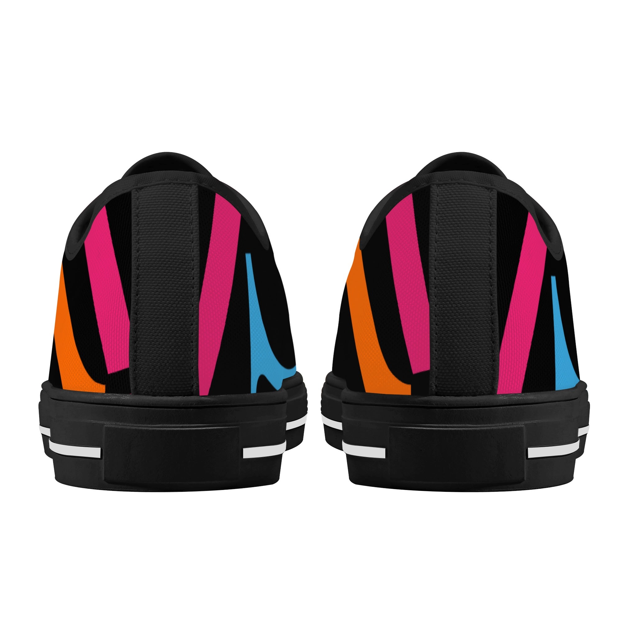 SLR WOMEN'S BLACK/PINK TRI-COLOR LOGO Low Top Canvas Shoes - Image 4