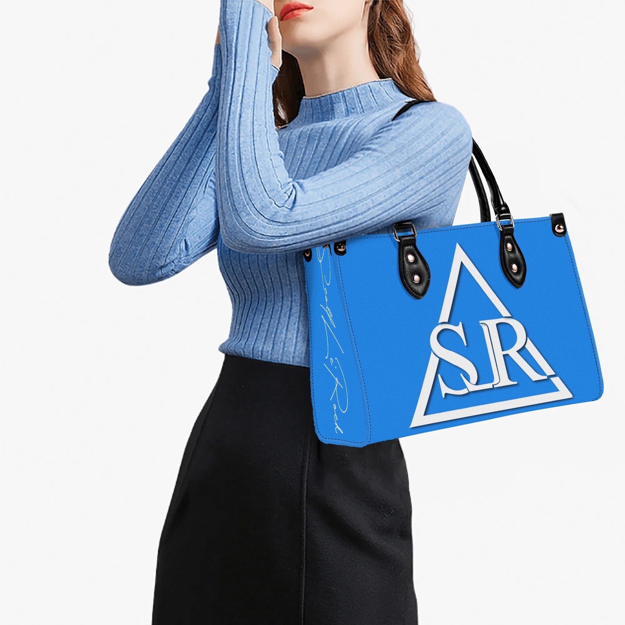SLR WOMEN'S POWDER BLUE LEATHER SCOTT BAG - Image 7