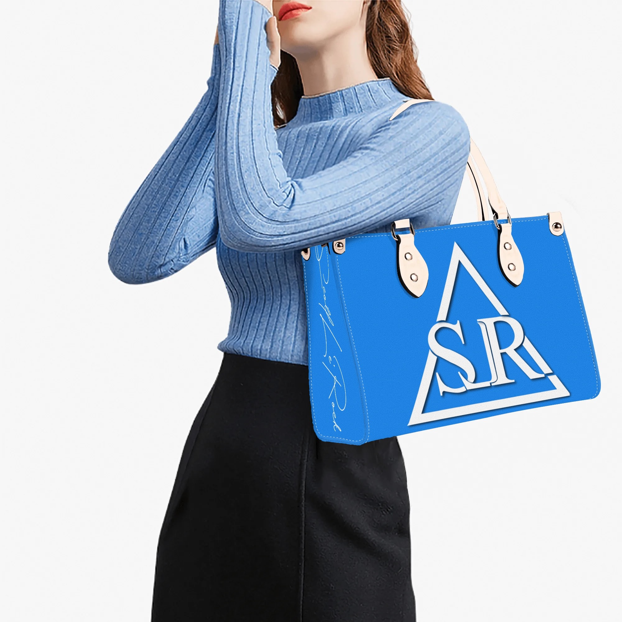 SLR WOMEN'S POWDER BLUE LEATHER SCOTT BAG - Image 19