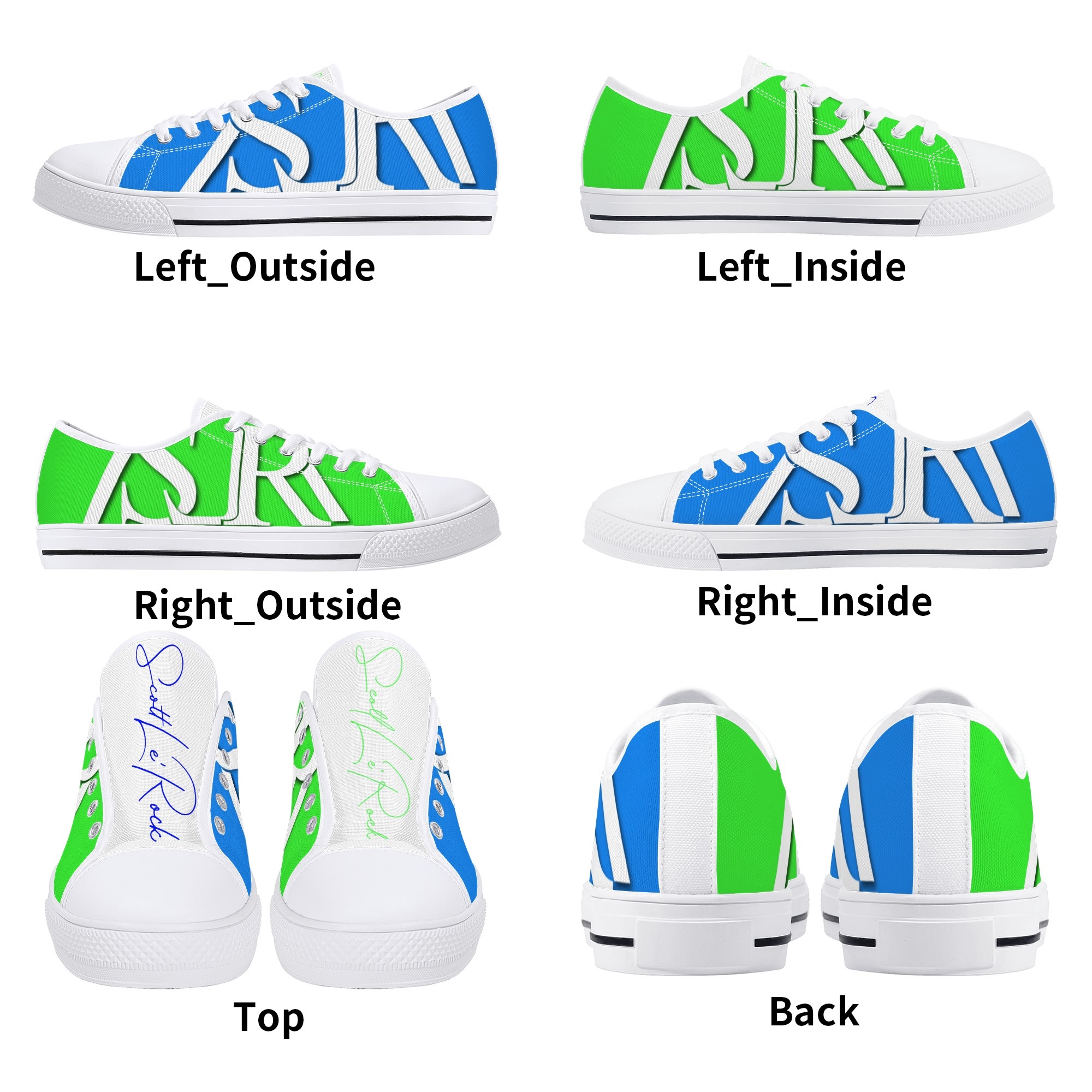 SLR WOMEN'S LIME GREEN/ROYAL BLUE Low Top Canvas Shoes - Image 12