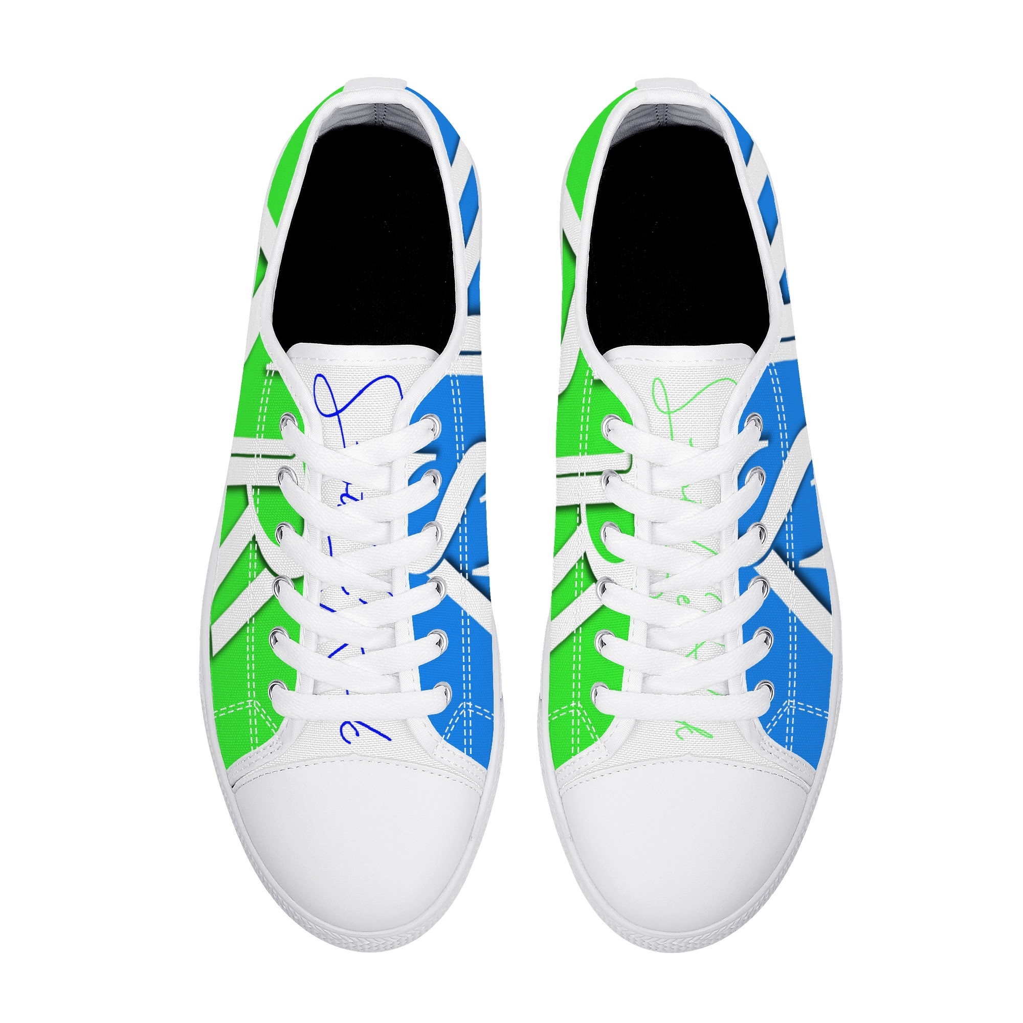 SLR WOMEN'S LIME GREEN/ROYAL BLUE Low Top Canvas Shoes - Image 2