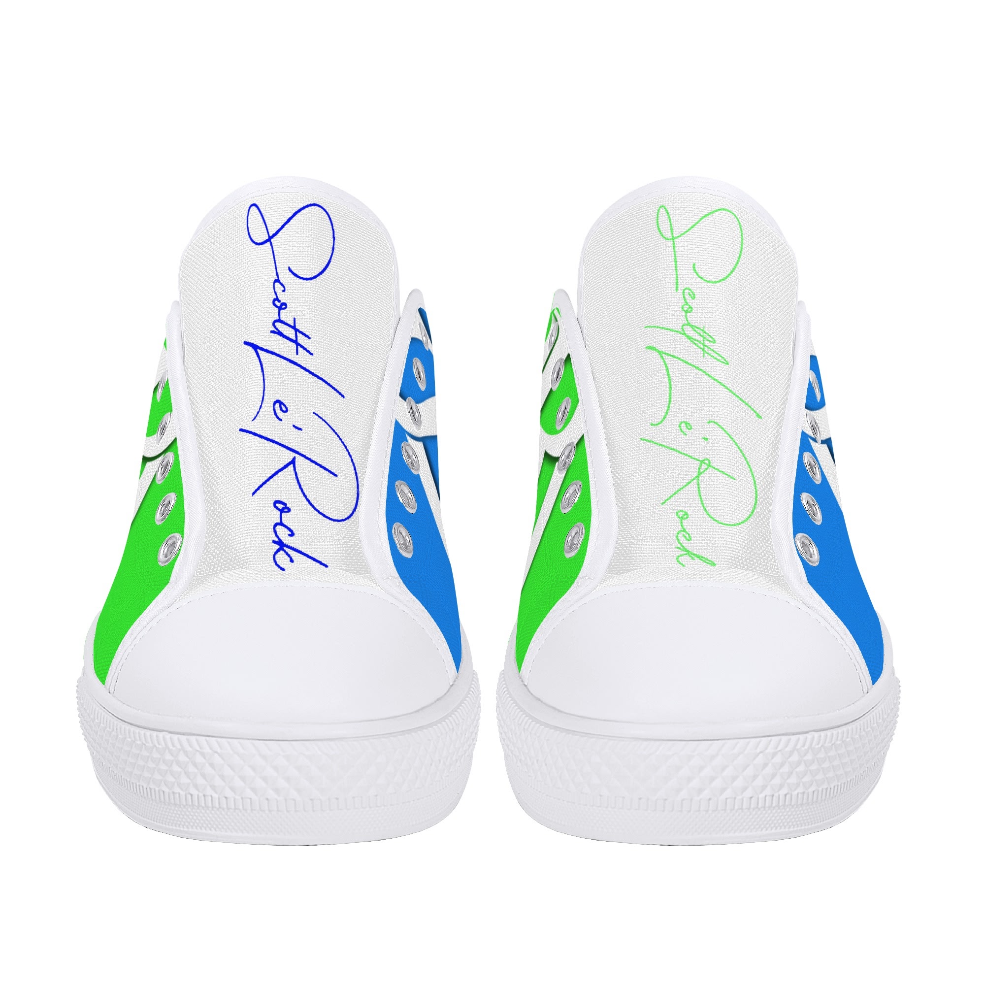 SLR WOMEN'S LIME GREEN/ROYAL BLUE Low Top Canvas Shoes - Image 4