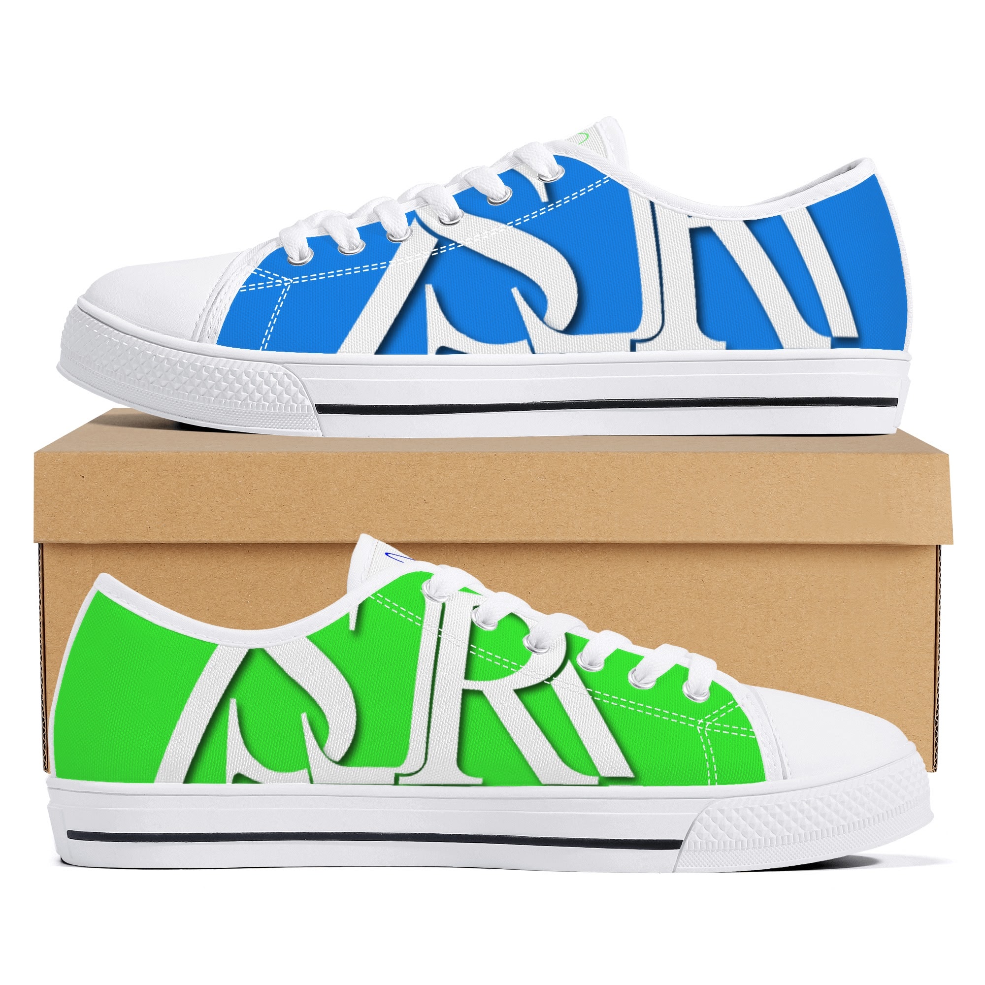 SLR WOMEN'S LIME GREEN/ROYAL BLUE Low Top Canvas Shoes - Image 9