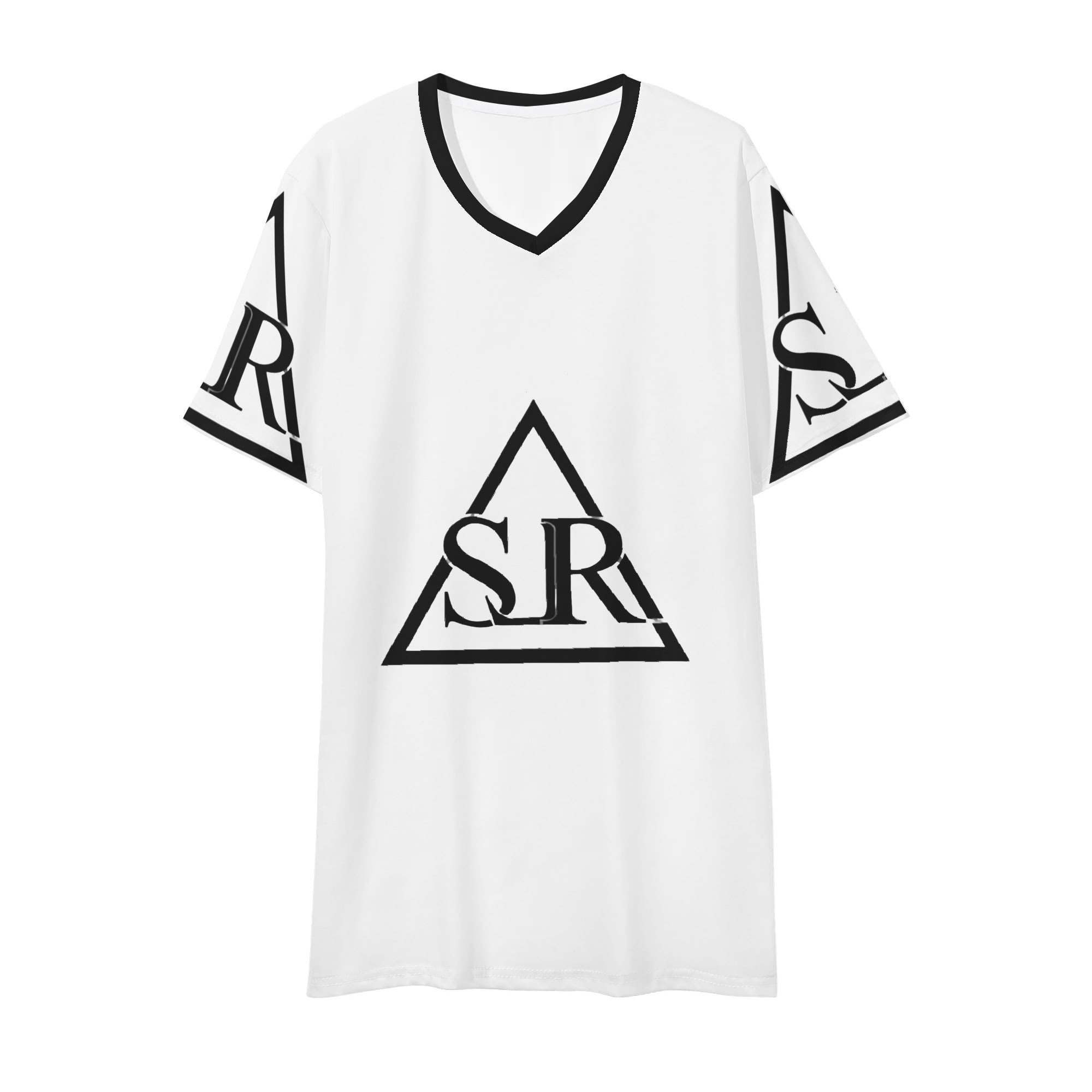SLR Men's WHITE/BLACK Short Sleeve V Neck T-shirt
