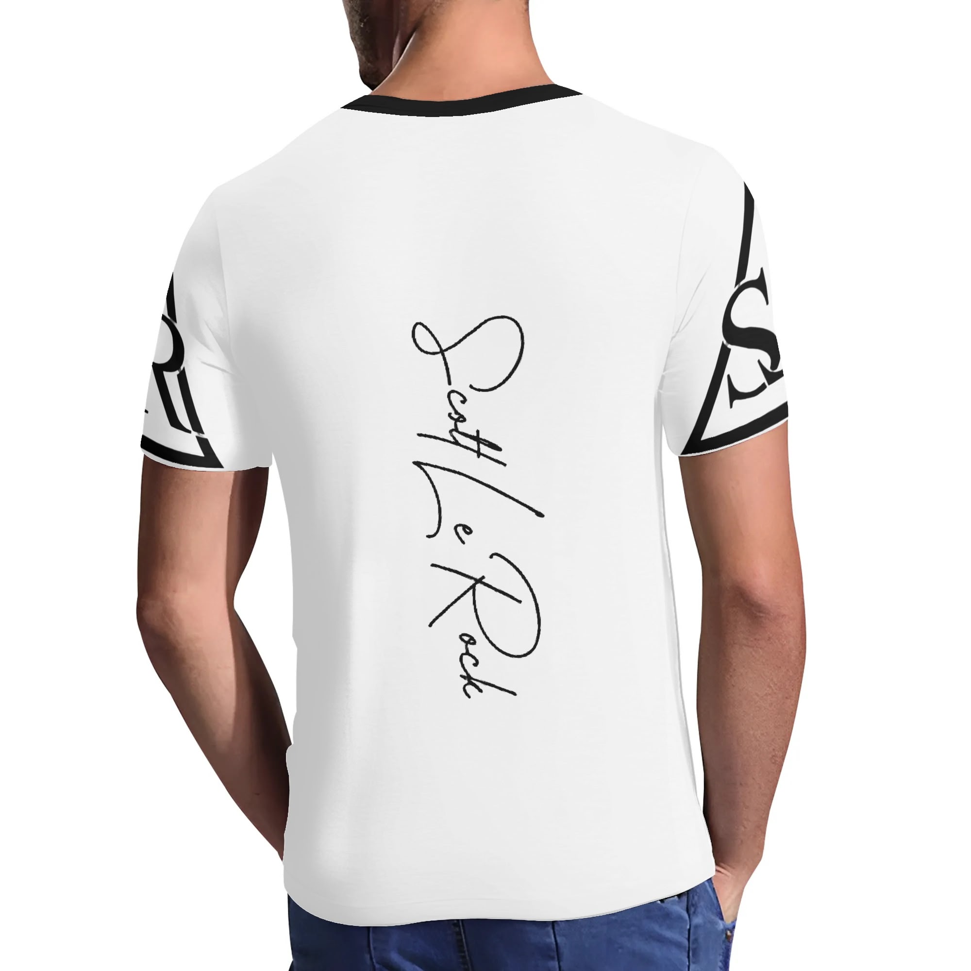 SLR Men's WHITE/BLACK Short Sleeve V Neck T-shirt - Image 4