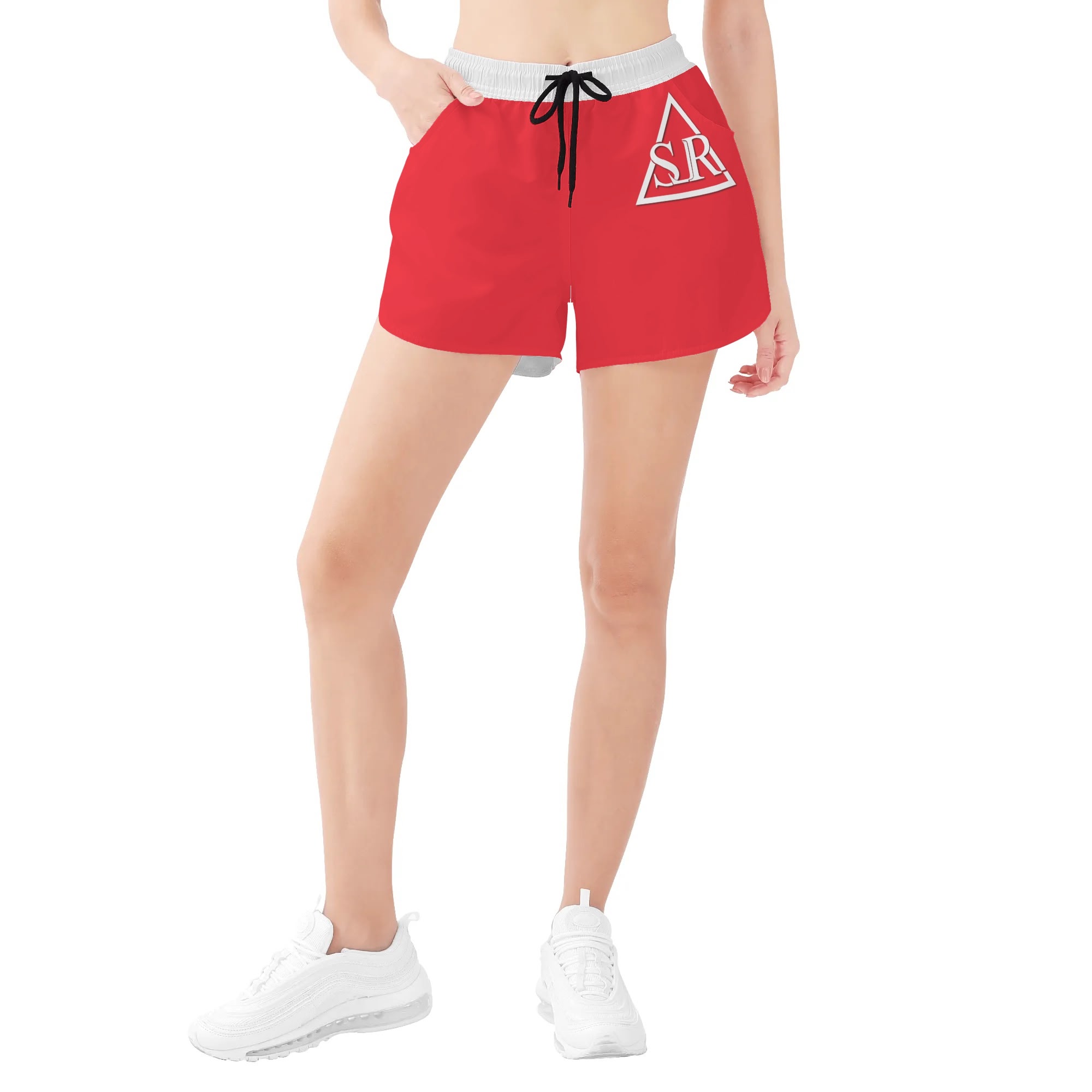 SLR RED/WHITE Women's Beach Shorts - Image 3
