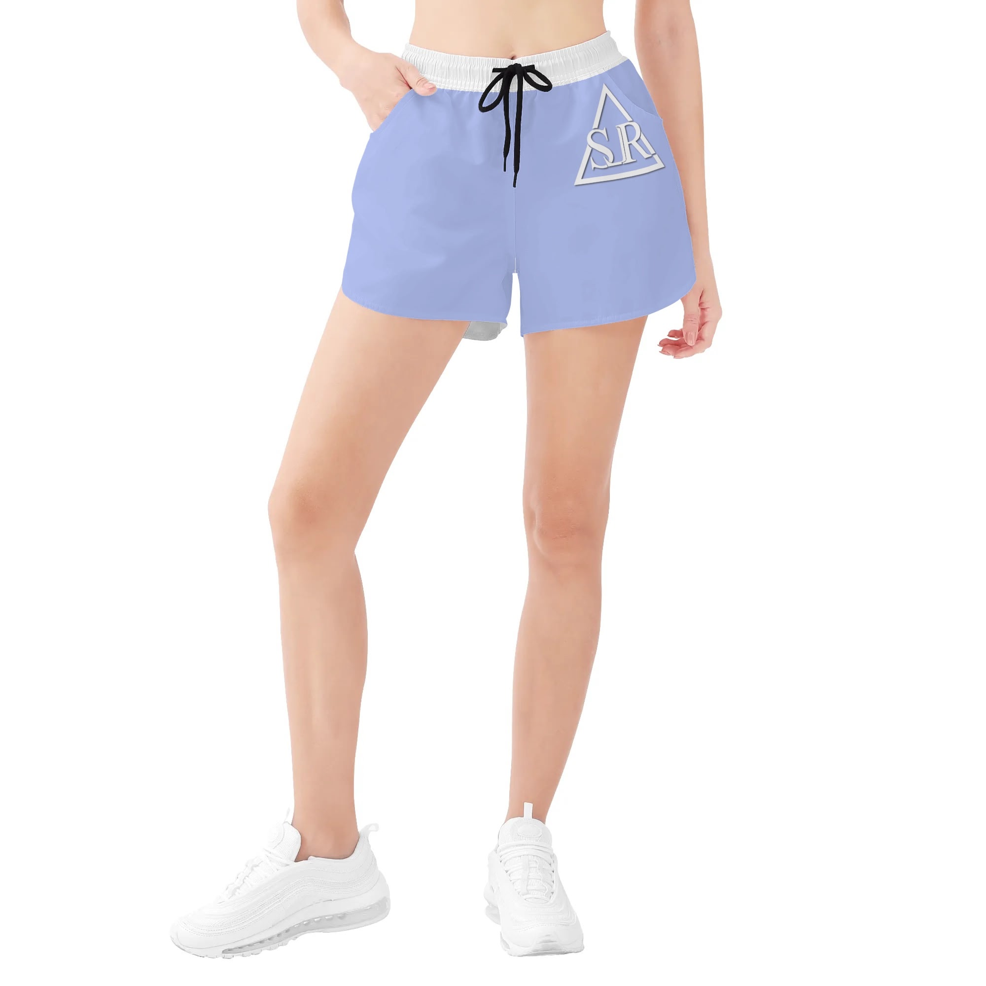 SLR SKY BLUE/WHITE Women's Beach Shorts - Image 3