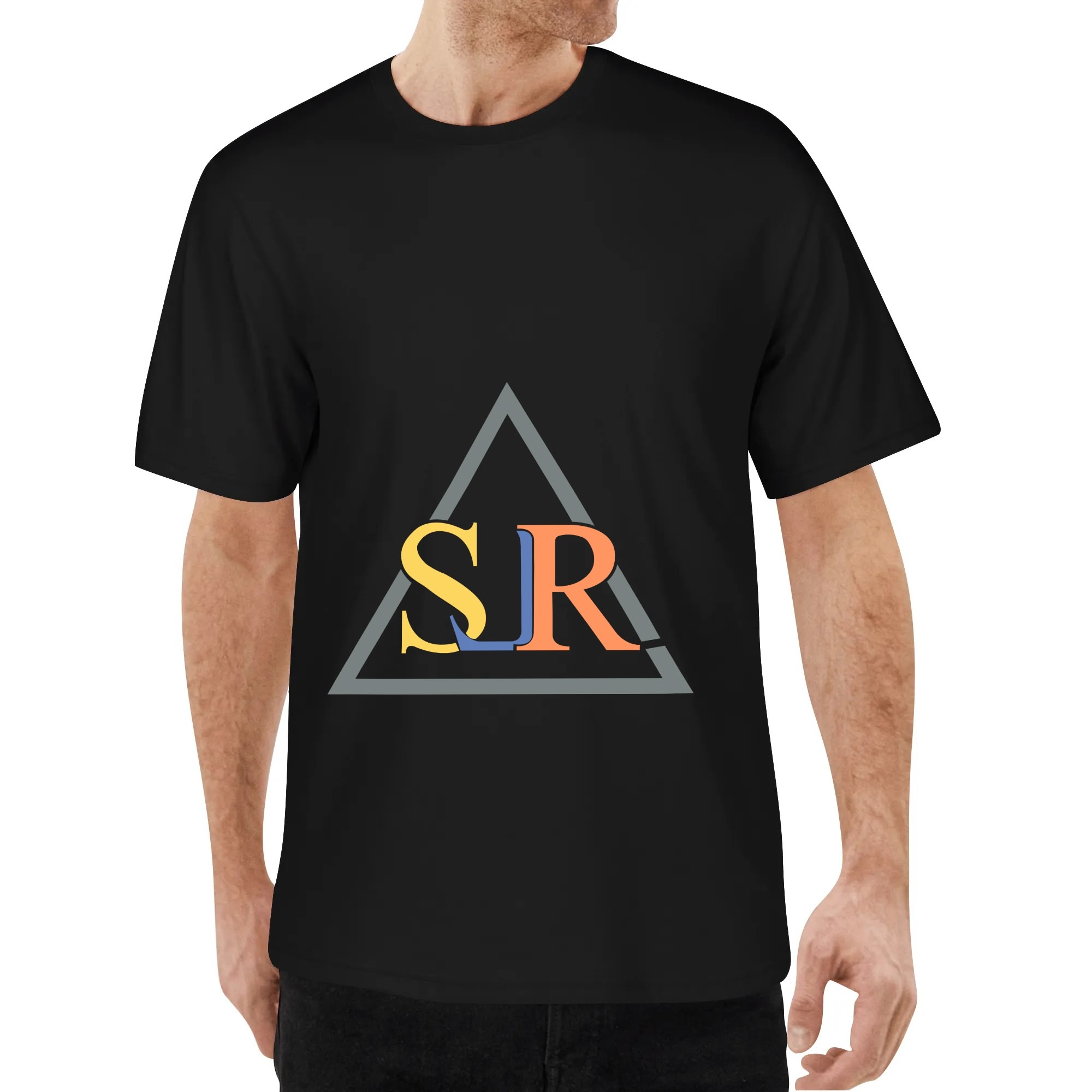 SLR GRAY/GOLD/BLUE TRI-ANGLE men's T Shirt - Image 4