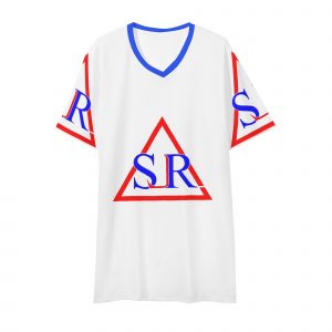 SLR Men's WHITE/RED/ROYAL BLUE Short Sleeve V Neck T-shirt