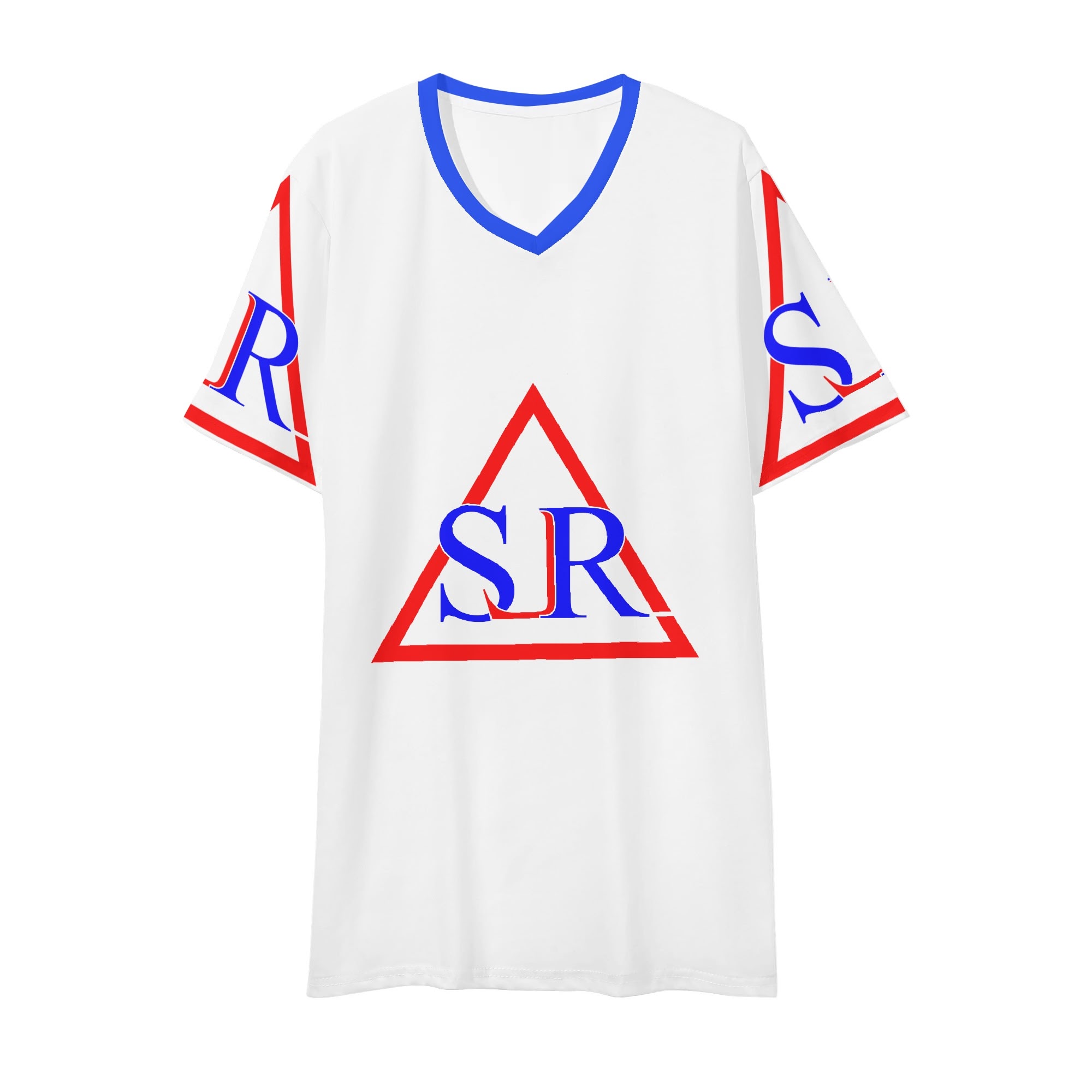 SLR Men's WHITE/RED/ROYAL BLUE Short Sleeve V Neck T-shirt