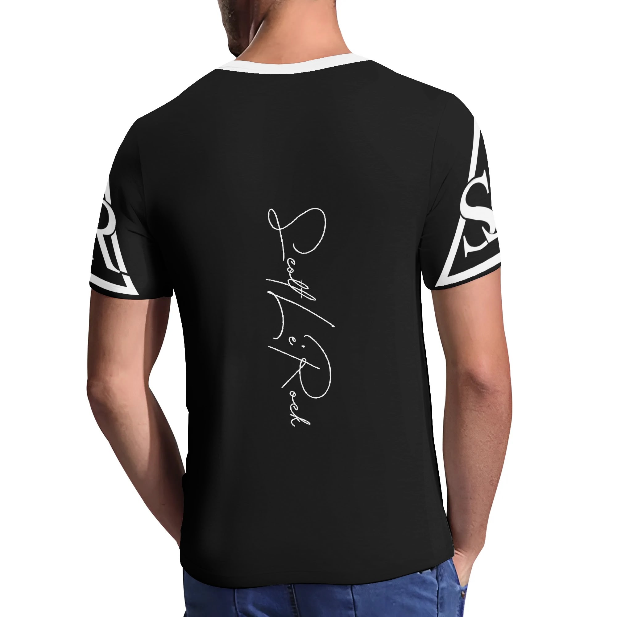 SLR Men's BLACK/WHITE Short Sleeve V Neck T-shirt - Image 4