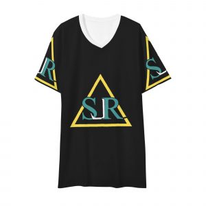 SLR Men's BLACK/GOLD/GREEN Short Sleeve V Neck T-shirt