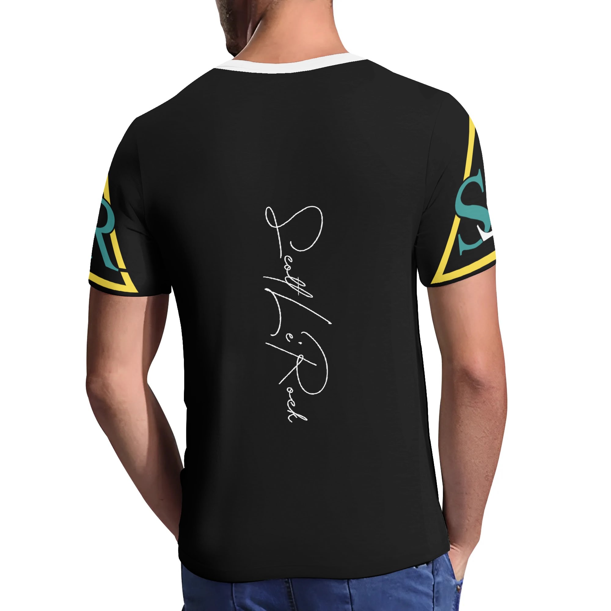 SLR Men's BLACK/GOLD/GREEN Short Sleeve V Neck T-shirt - Image 4
