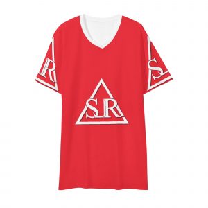 SLR Men's RED/WHITE Short Sleeve V Neck T-shirt