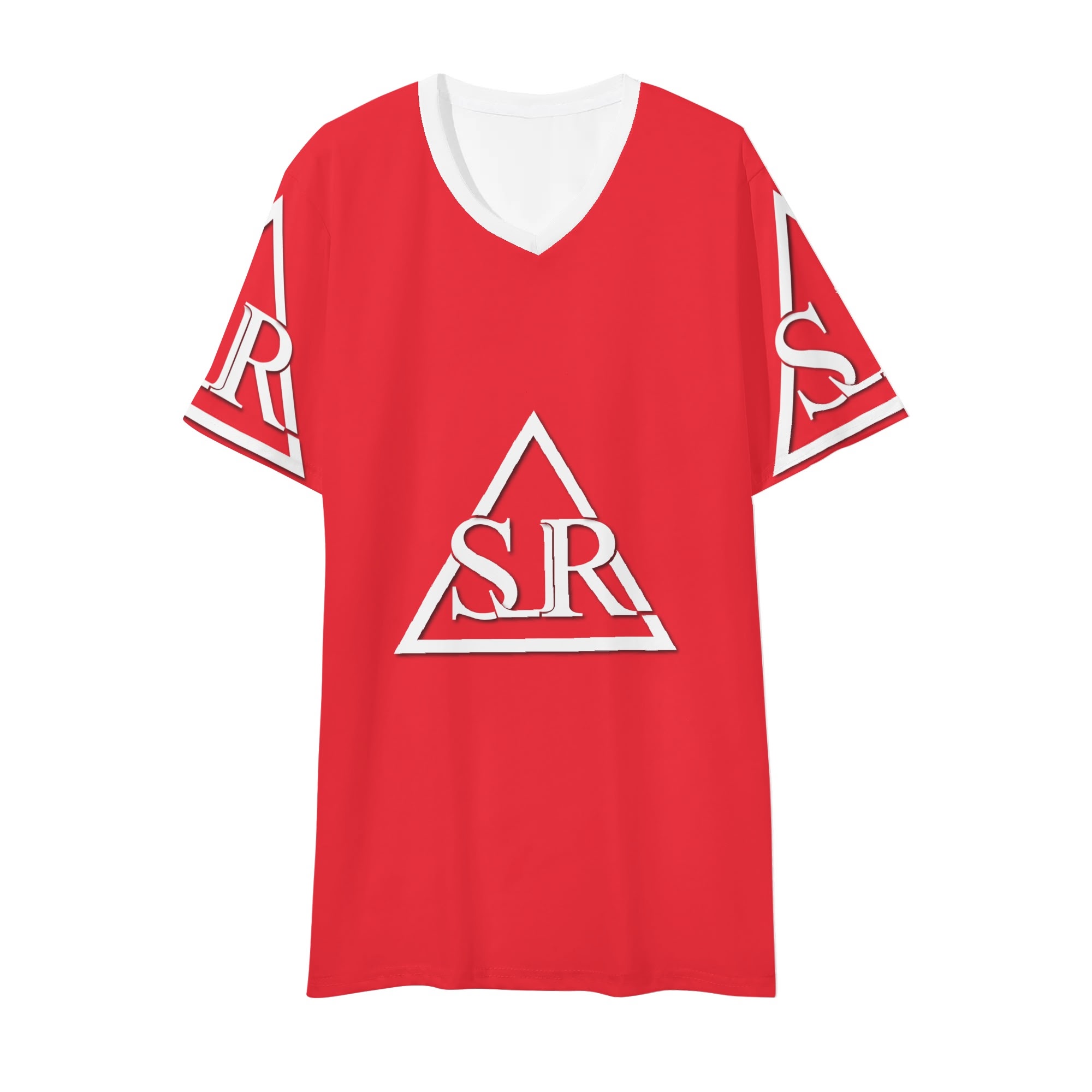 SLR Men's RED/WHITE Short Sleeve V Neck T-shirt