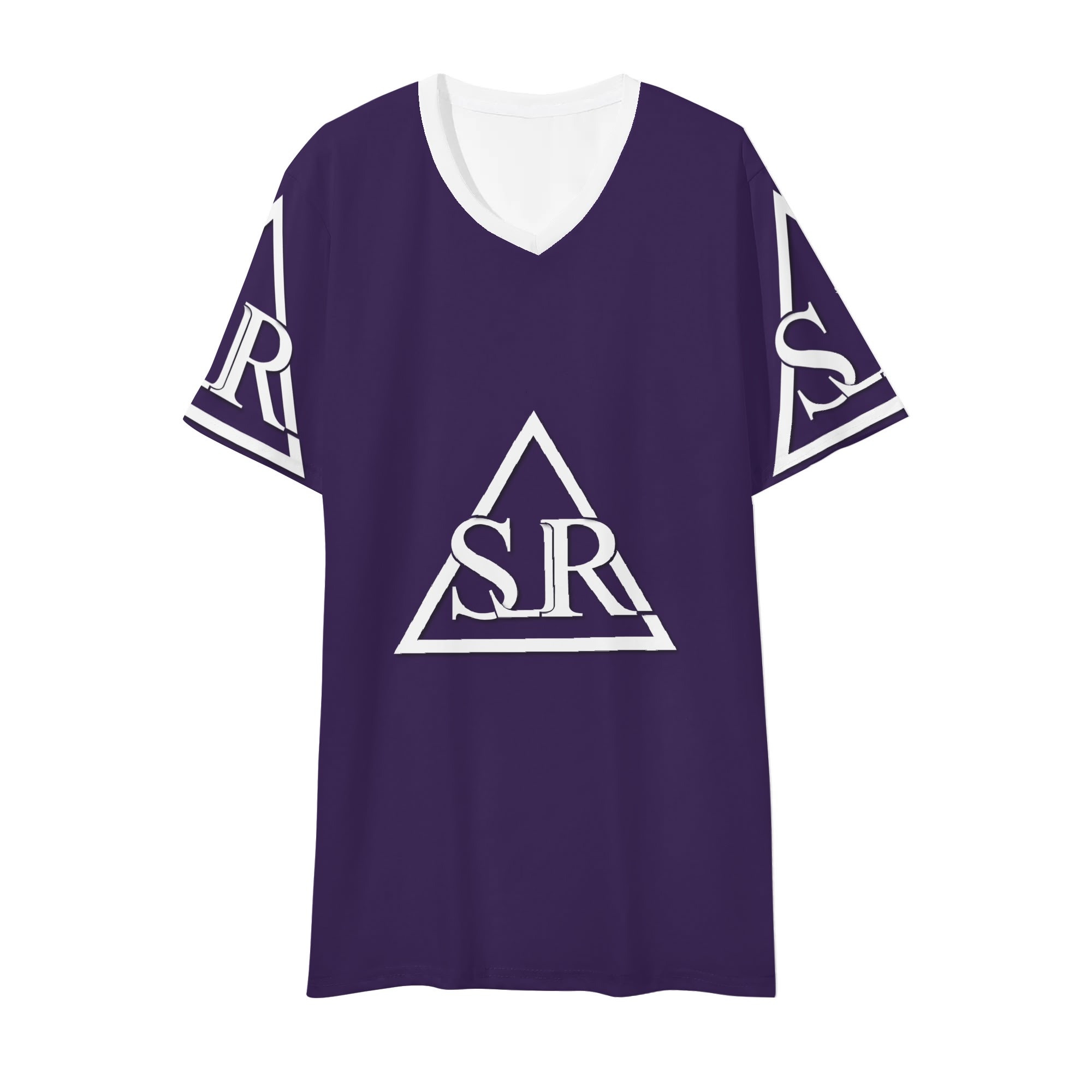 SLR Men's NAVY BLUE/WHITE Short Sleeve V Neck T-shirt