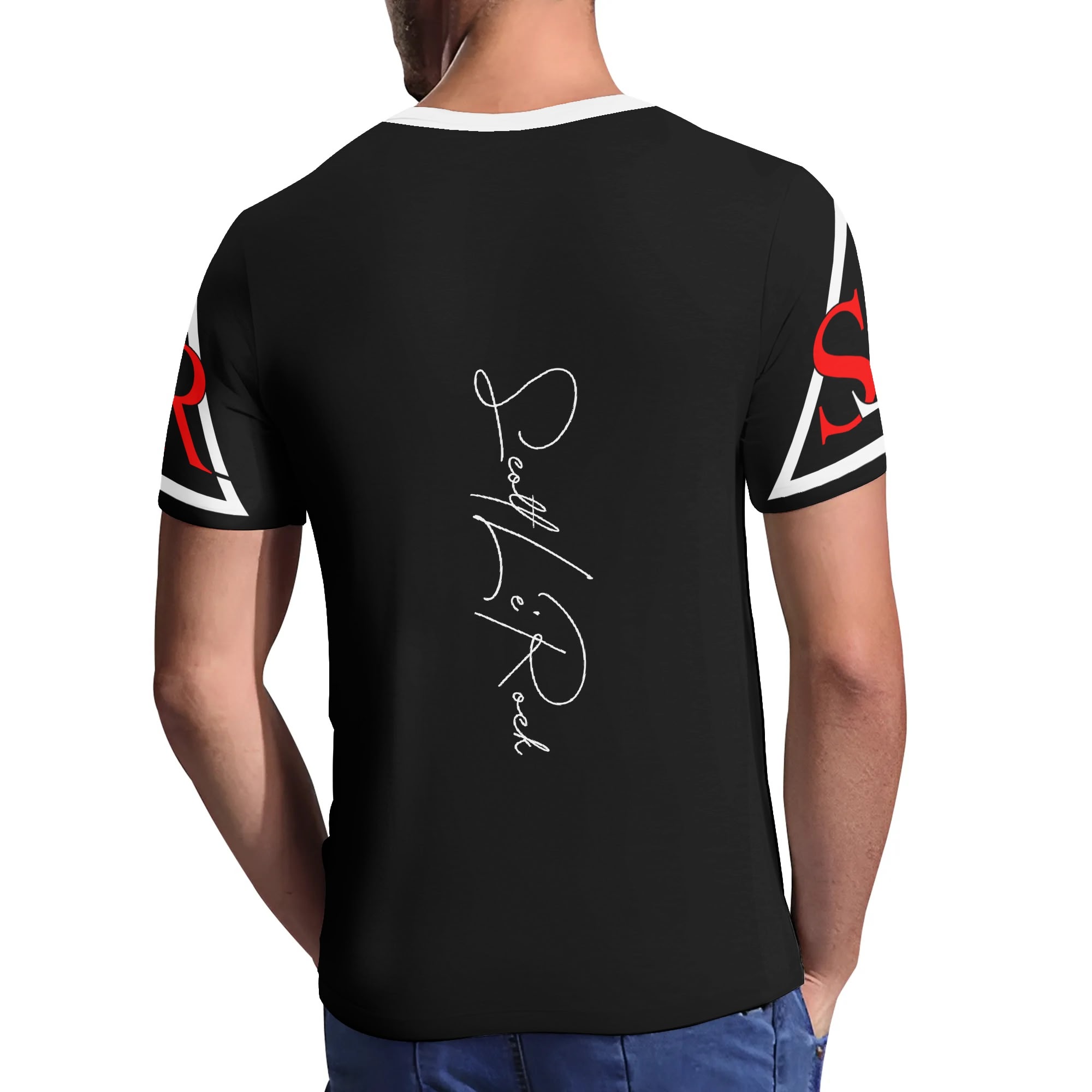SLR Men's BLACK/RED/WHITE V Neck T-shirt - Image 4