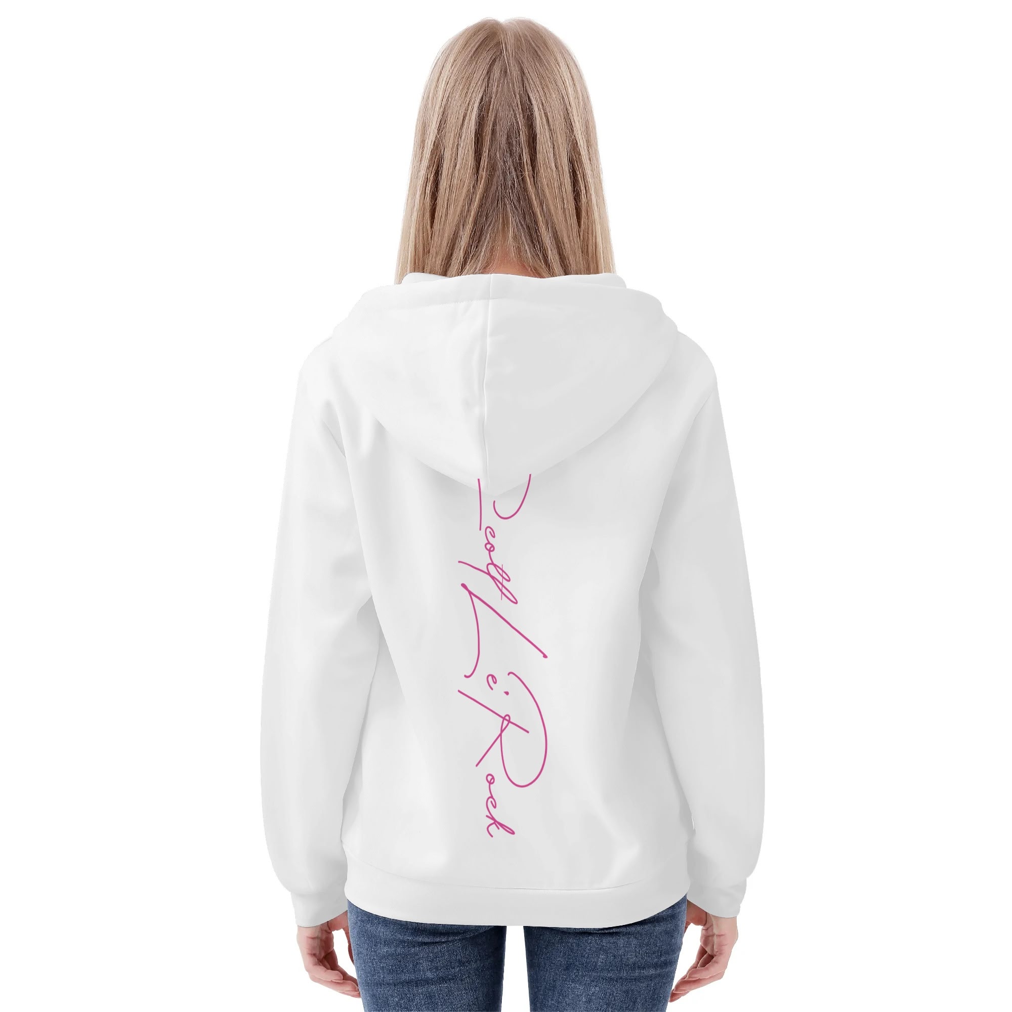SLR Women's White/Pink Zip Up Hoodie - Image 3