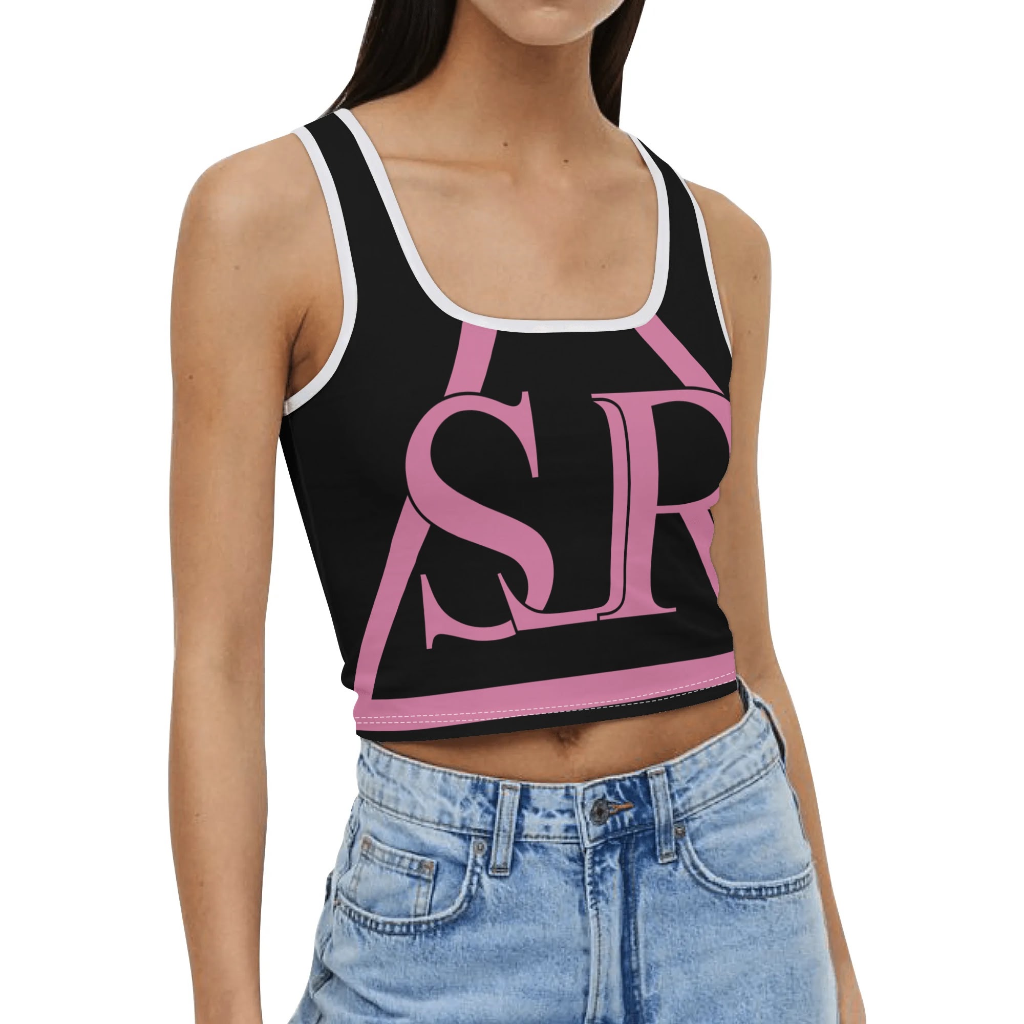 SLR Women's Black/Pink Sleeveless Crop Top - Image 3