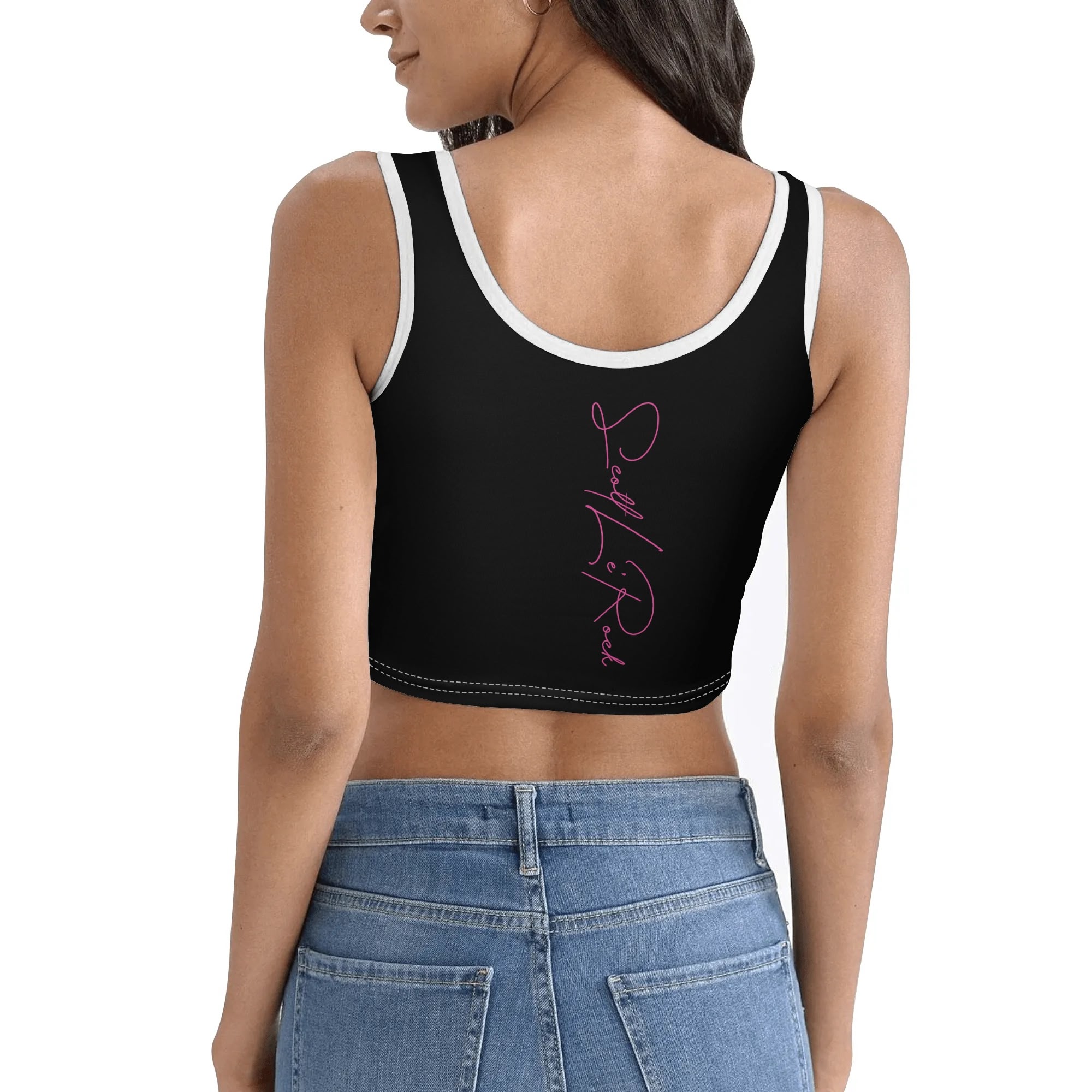 SLR Women's Black/Pink Sleeveless Crop Top - Image 4