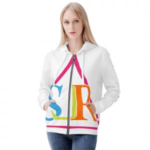 SLR Women's White/Tri-color Zip Up Hoodie