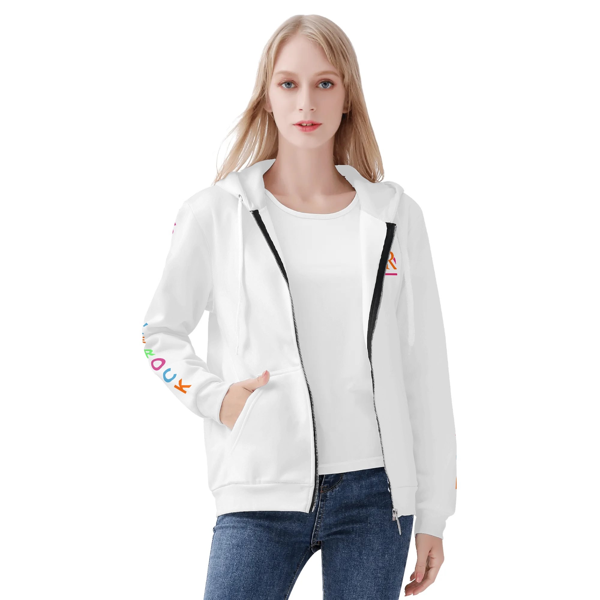 SLR Women's White/Tri-color #2 Zip Up Hoodie - Image 6