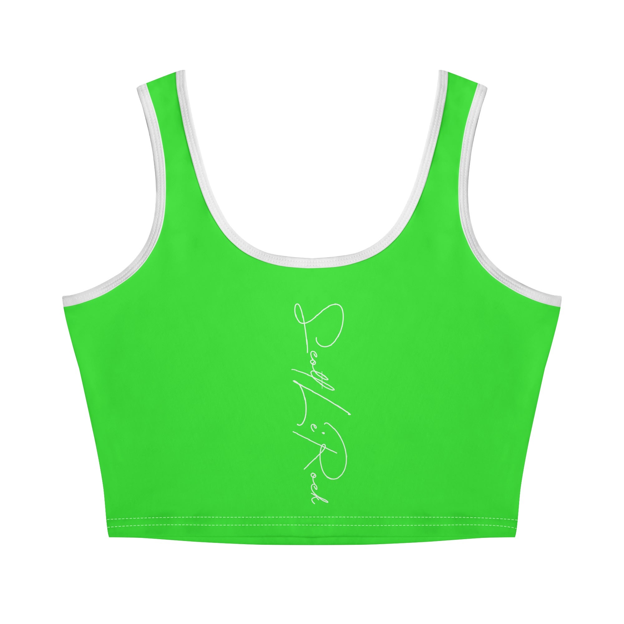 SLR Women's Sea Blue/Lime Green Sleeveless Crop Top - Image 2