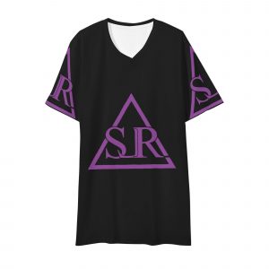 SLR Men's Black/Purple Short Sleeve V Neck Tees