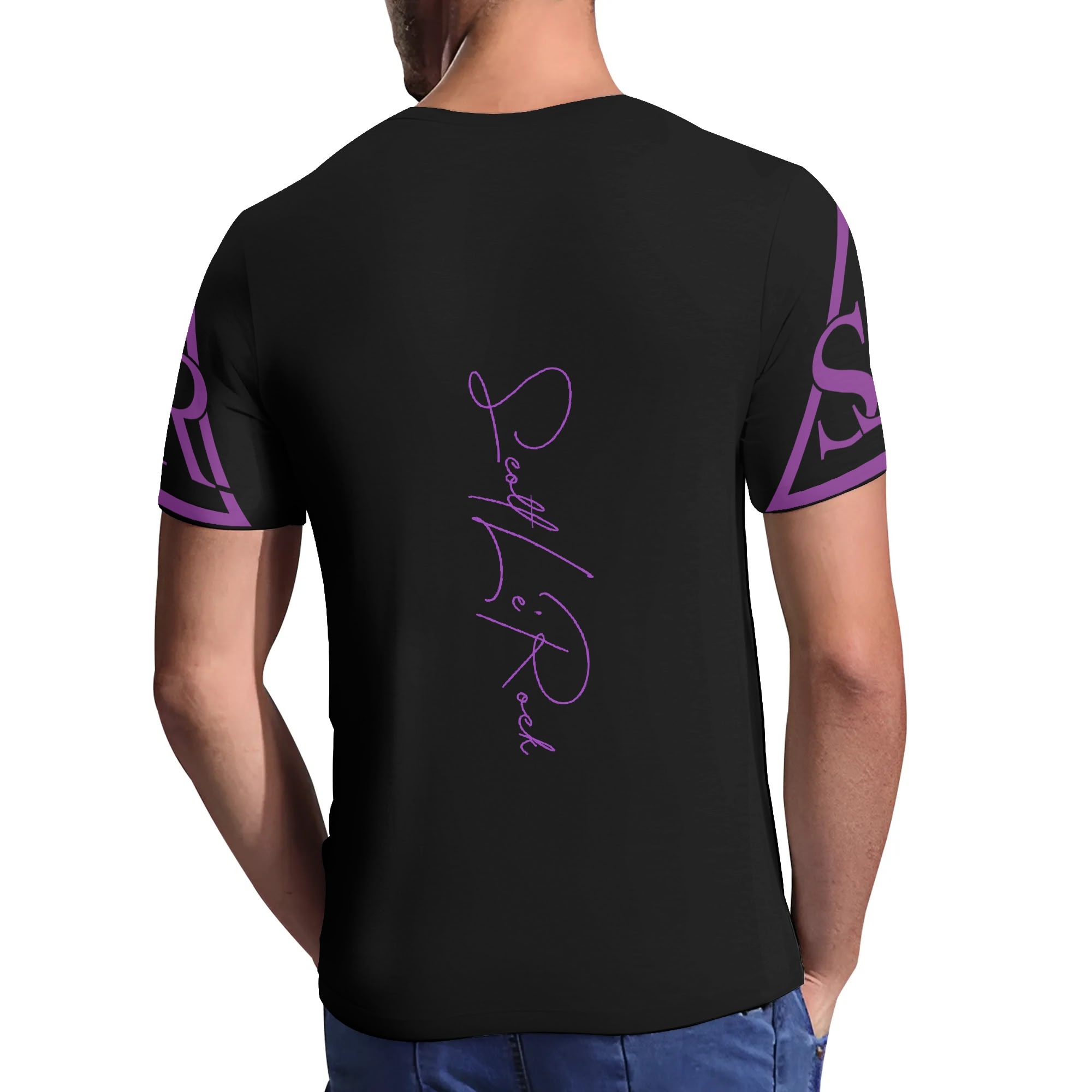 SLR Men's Black/Purple Short Sleeve V Neck Tees - Image 4