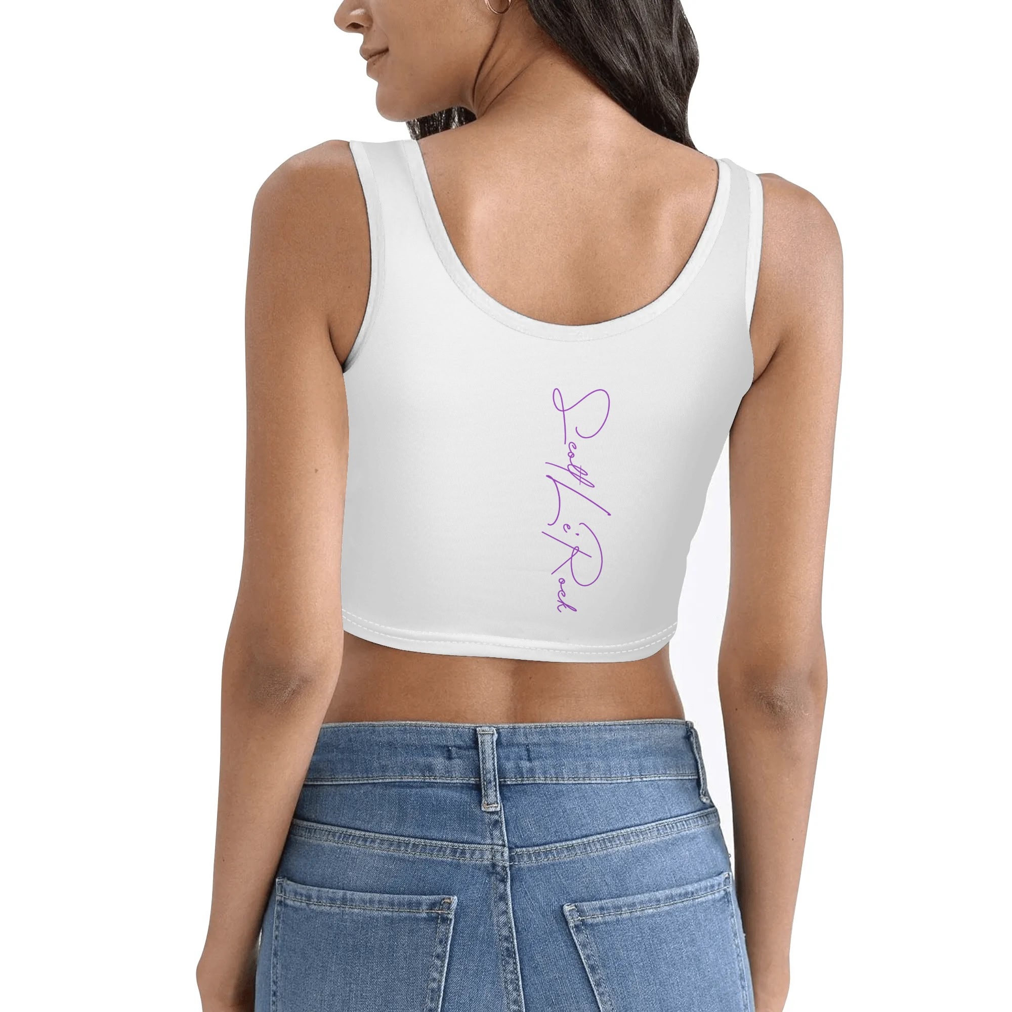 SLR Women's White/Purple Sleeveless Crop Top - Image 4