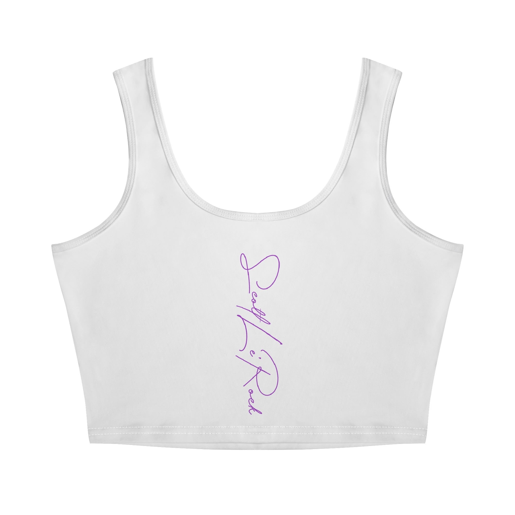 SLR Women's White/Purple Sleeveless Crop Top - Image 2